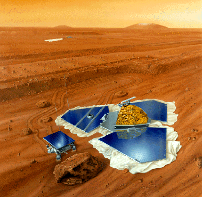 
1990s concept illustration of lander and rover