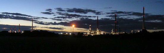 
Gas flare from an oil refinery.