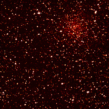 
Detail of Kepler's image of the investigated area showing open star cluster NGC 6791. Celestial north is to the left.
