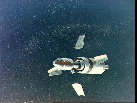 
Artist's conception of SLA panel separation in space on the Apollo 8 mission.