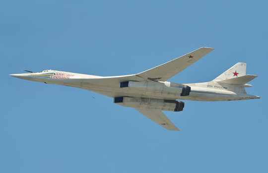 A Russian Air Force Tupolev Tu-160 strategic bomber